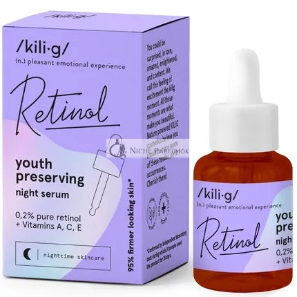 KILIG RETINOL Night Face Serum with Retinol Daily Care for Deep Wrinkles and Fine Lines Moisturizes and Tightens Skin Contains Vitamins A, C, E 30ml