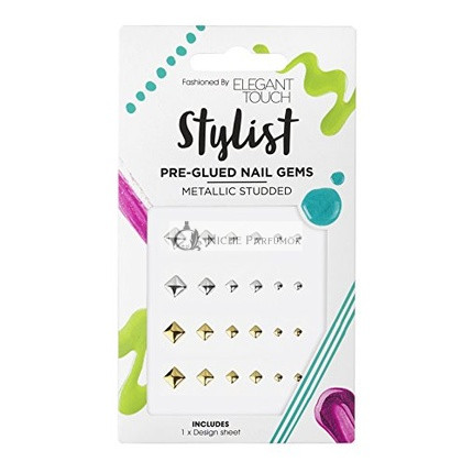 Elegant Touch Nail Stylist with Metallic Studs and Pre-glued Art Gems