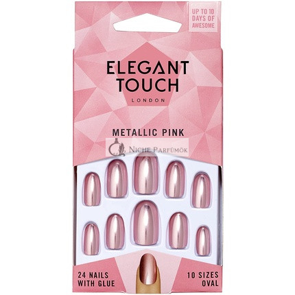 Elegant Touch Metallic Pink False Nails