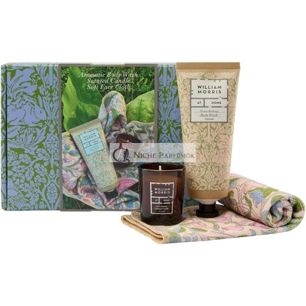 William Morris At Home Forest Bathing Refresh & Reset Bathtime Set Candle 30g Body Wash 100ml Face Towel