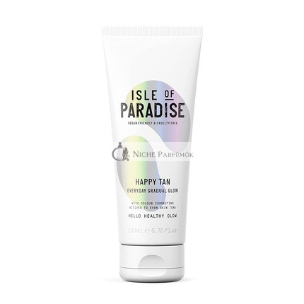 Isle of Paradise HAPPY TAN Fake Tan Lotion 200ml Gradual Self-Tanner with Natural & Vegan Ingredients