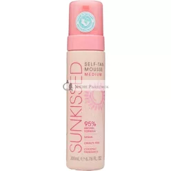   Sunkissed Self Tan Mousse Medium 200ml 95% Natural Vegan Cruelty Free Coconut Fragrance
