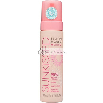Sunkissed Self Tan Mousse Medium 200ml 95% Natural Vegan Cruelty Free Coconut Fragrance