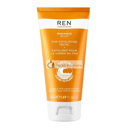 REN Clean Skincare PHA Polyhydroxy Acid Exfoliating Facial Gentle Brightening Exfoliator for Face Chemical Enzymatic & Physical Exfoliants Suitable for Blemish Prone & Sensitive Skin