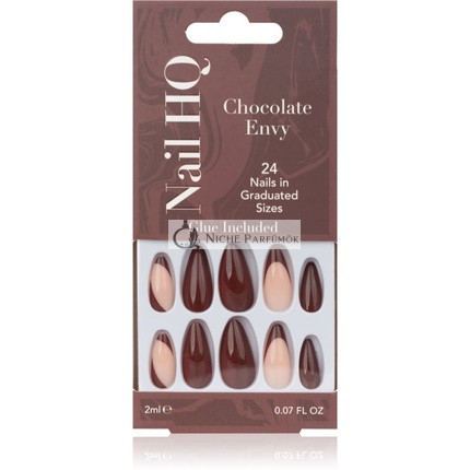 Nail HQ Almond Fake Nails Chocolate Envy 24 pcs