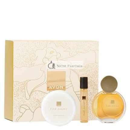 Avon Far Away Gift Set 50ml EDP 10ml Pocket Spray 75ml Body Mousse