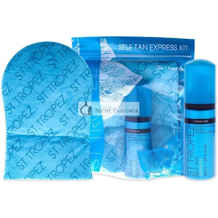 St.Tropez Fake Tan Self Tan Express 1 Hour Tan Starter Kit Vegan Beauty Gift for Her with Travel Size Tanning Mousse and Tanning Applicator Mitt