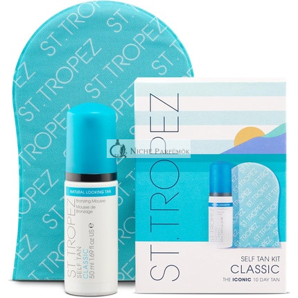 St.Tropez Self Tan Classic Starter Kit with Bronzing Mousse and Applicator Mitt Vegan Natural Cruelty Free 25ml Mini Kit