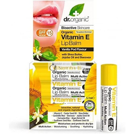 Dr Organic Organic Vitamin E Lip Balm Natural Vegetarian Cruelty Free Paraben and SLS Free 7ml