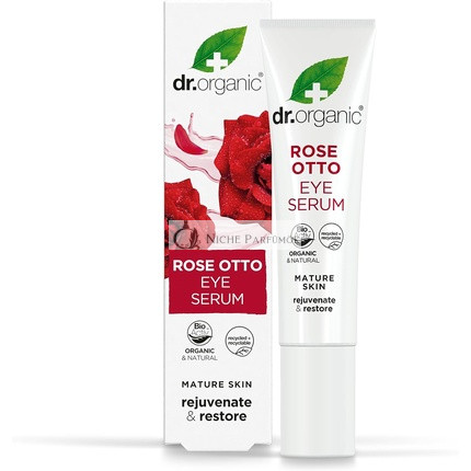 Dr Organic Rose Otto Eye Serum Restoring Fine Lines 15ml Pink