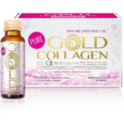   GOLD COLLAGEN Pure 10 Day - Fight Early Signs of Aging and Nourish from Within with Hydrolyzed Collagen, Hyaluronic Acid, and Borage Oil