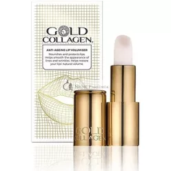   Gold Collagen Lip Volumizer Anti-Aging Lip Balm with Castor Oil Coconut Oil Vitamin E and Marine Collagen Super Moisturizing Lip Plumper with Beeswax for Healthier and Plumper Lips Pearl Effect