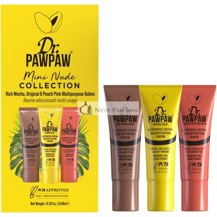 Dr.PAWPAW Mini Nude Lip Balm Gift Collection Rich Mocha Original and Peach Pink Tinted Multipurpose Balm 10ml - Pack of 3