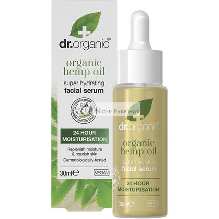 Dr Organic Hemp Oil Facial Serum Moisturising Combination Skin Men Women Natural Vegan Cruelty-Free Paraben SLS-Free Organic 30ml