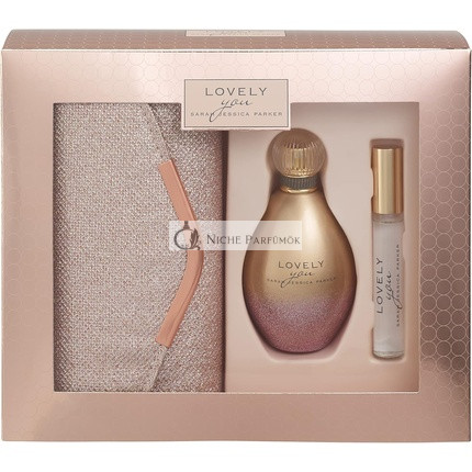 Sarah Jessica Parker Lovely You Eau de Parfum 100ml with 10ml Rollerball and Rose Clutch Bag