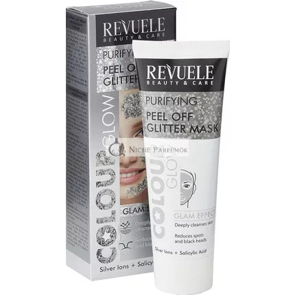 Revuele Peel Off Glitter Mask Color Glow Silver with Silver Ions and Salicylic Acid 80ml