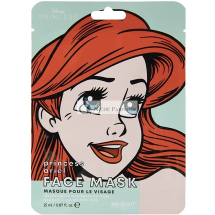 MAD Beauty Disney Ariel Mermaid Face Mask Moisturizing and Soothing Sheet Mask for Nourished Skin and a Beautiful Complexion 30g