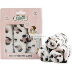   The Vintage Cosmetic Company Dual-Sided Make Up Removing Cloths Face Cloths Gentle Face Exfoliation Machine Washable Leopard Print Design Pack of 3
