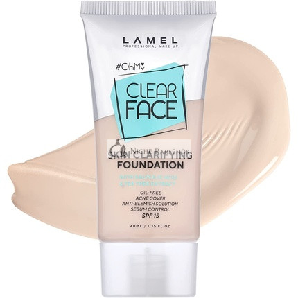 Lamel OhMy Clear Face Foundation Moisturized and Uniform Skin Light Coverage Soft Beige N.401