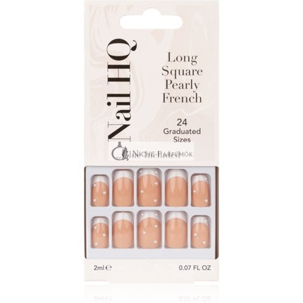 Nail HQ Long Square False Nails Pearly French 24 pieces