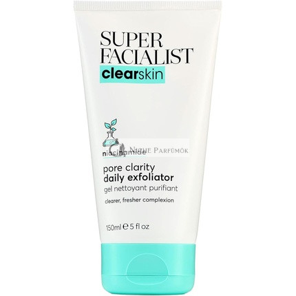 Super Facialist Pore Clarity Daily Exfoliator Acne Treatment Blackhead Remover Exfoliator with 1% Niacinamide Tea Tree Oil Prebiotics Vegan Friendly 150ml