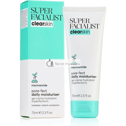 Super Facialist Pore-Fect Daily Moisturiser Hydrate & Control Oil for Acne Treatment & Blackhead Remover with 3% Niacinamide, Tea Tree Oil & Prebiotics Vegan Friendly 75ml