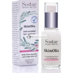   Sostar Face & Eye Serum Anti-Wrinkle Serum with Greek Organic Mastic & Olive Oil Powerful Natural Antioxidants - Suitable for Mature All Skin Types