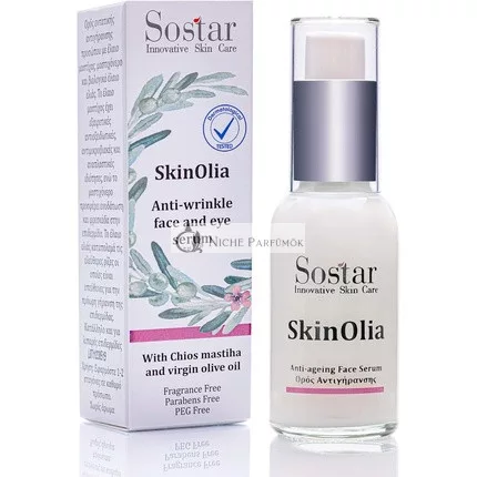 Sostar Face & Eye Serum Anti-Wrinkle Serum with Greek Organic Mastic & Olive Oil Powerful Natural Antioxidants - Suitable for Mature All Skin Types