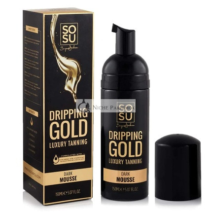 SOSU Dripping Gold Luxury Self Tanning Mousse 5 Oz Dark with Hyaluronic Acid and Vitamins A & E