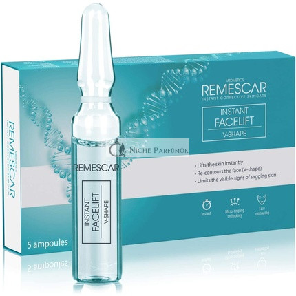 Remescar Instant Facelift V-Shape 5 Ampoules - Recontouring the Face - Microneedling Technology Peptides and Deep-Sea Microalgae to Firm the Skin
