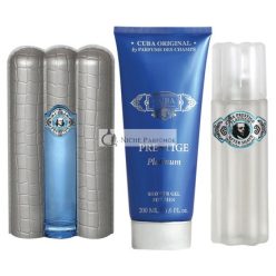   Cuba Prestige Platinum Fragrance for Men 3 Piece Gift Set - 3.0oz EDT Spray, 3.4oz Aftershave, 6.8oz Shower Gel