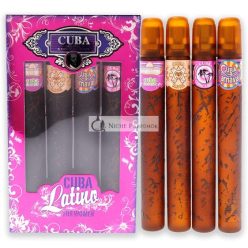   Cuba Cuba Latino Collection Women 4 Piece Gift Set 1.17oz - Copacabana, Maya, Carnaval EDP Spray (Cha-2549)