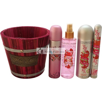 Cuba Cuba Heartbreaker For Women 4 Piece Gift Set 3.3oz EDP Spray, 1.7oz EDP Spray, 6.6oz Body Spray, 6.6oz Body Splash 538.24ml