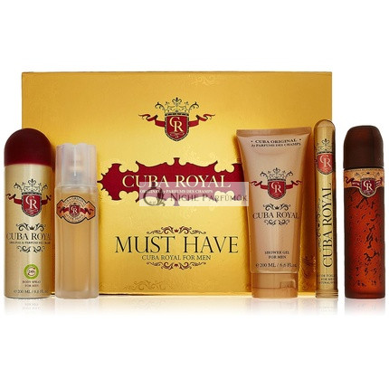 Cuba Royal for Men Gift Set Eau de Toilette Spray 3.4 ounce 1.17 ounce Shower Gel After Shave Body Spray