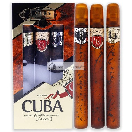Cuba Trio 1 Men 3 Piece Gift Set 1.17oz Gold EDT Spray, 1.17oz Royal EDT Spray, 1.17oz VIP EDT Spray