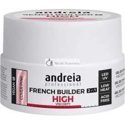   Andreia Professional French Builder Gel for Nails High Viscosity Biphasic 2 in 1 with LED and UV Vegan Base Coat Self Leveling High Resistance Cover Pink 22g