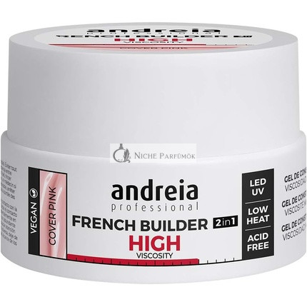 Andreia Professional French Builder Gel for Nails High Viscosity Biphasic 2 in 1 with LED and UV Vegan Base Coat Self Leveling High Resistance Cover Pink 22g