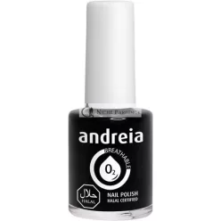   Andreia Halal Breathable Nail Polish Water Permeable Glossy Vegan and Cruelty-Free B21 Black Glossy 10.5ml