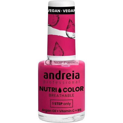 Andreia Professional NutriColor Breathable Nail Polish Vegan and Cruelty-Free DIY Nail Art with Long Lasting Gloss Finish Colour NC36 Hot Pink 10.5ml