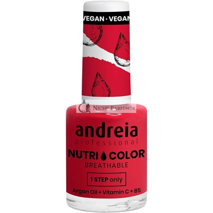 Andreia Professional NutriColor Breathable Nail Polish Vegan and Cruelty-Free DIY Nail Art with Long Lasting Gloss Finish Colour NC37 Bright Red 10.5ml