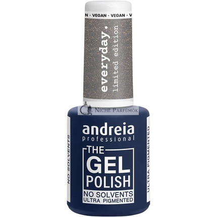 Andreia Professional The Gel Polish Solvent Free Gel Limited Collection Color ED1 Grey with Gold Shimmer