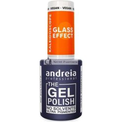   Andreia Professional Semi-Permanent Nail Gel Polish Kaleidoscope Glass Effect Collection Colour KL5 Glass Effect Translucent Orange 10.5ml