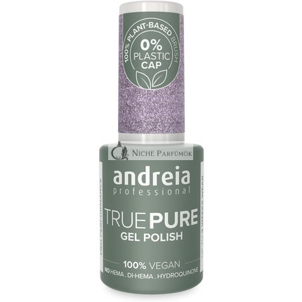Andreia Professional Hema Free Gel Polish TRUE PURE 21 Free and 100% Vegan for Sensitive Nails Semi-Permanent UV LED Soak Off Gel Nail Varnish Colour T09 Lavender Glitter 10.5ml