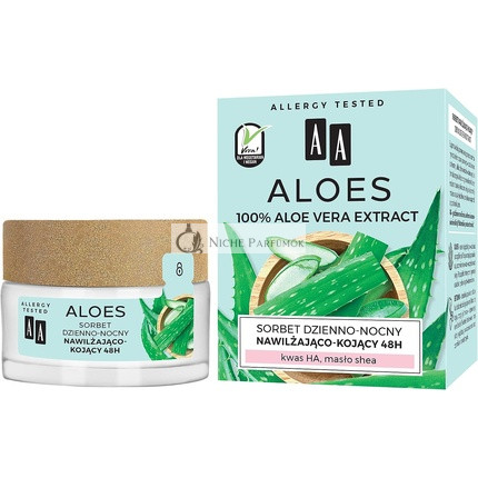 AA Aloes 100% Aloe Vera Extract Tag-Nachtsorbet 48h Moisturizer 50ml