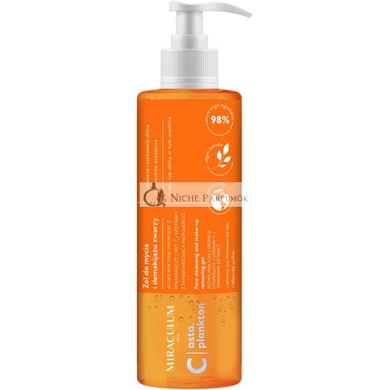 Miraculum 200ml Cleansing Gel and Face Structure with Vitamin C Refreshing Light Purifies 98% Natural with Hydrolate and Lyarinde Extract Plankton Stem Orange