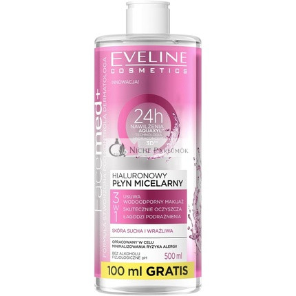 Eveline Cosmetics Facemed Hyaluronic Micellar Water 400ml for Dry and Sensitive Skin