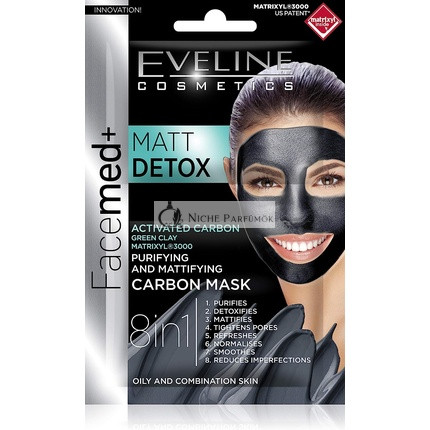 Eveline FaceMed Cleansing Mattifying Carbon Mask 8in1 Mat Detox 2x5ml