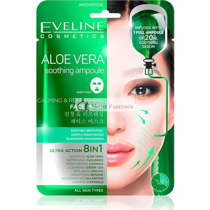 Eveline Aloe Vera 8 in 1 Calming and Refreshing Face Sheet Mask for All Skin Types