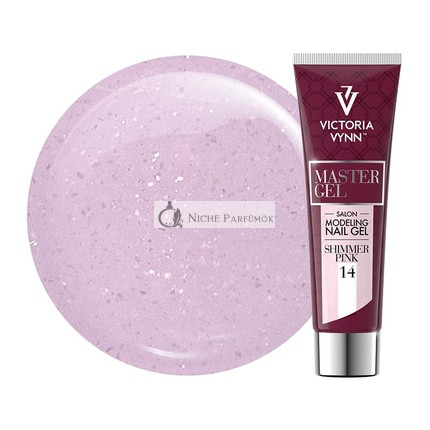 Victoria Vynn Master Gel UV LED Acrylic Glitter Gel for Nail Modeling and Manicure Extensions 14 Shimmering Pink 60g