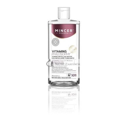 Mincer Pharma Vitamins Philosophy Toning Micellar Cleansing Face Toner for Mature Skin with Ginkgo Biloba Extract, Vitamins A, B, C, E, F, PP, D and Lotus Extract 250ml